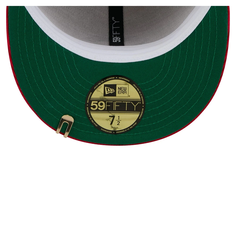 Men's New Era Cream/Red Cincinnati Reds Two-Tone Corduroy 59FIFTY Fitted Hat