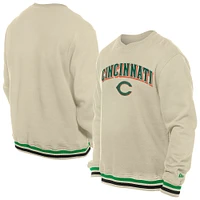 Men's New Era  Cream Cincinnati Reds St. Patrick's Day Twill Pullover Sweatshirt