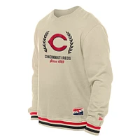 Men's New Era Cream Cincinnati Reds Throwback Pullover Sweatshirt