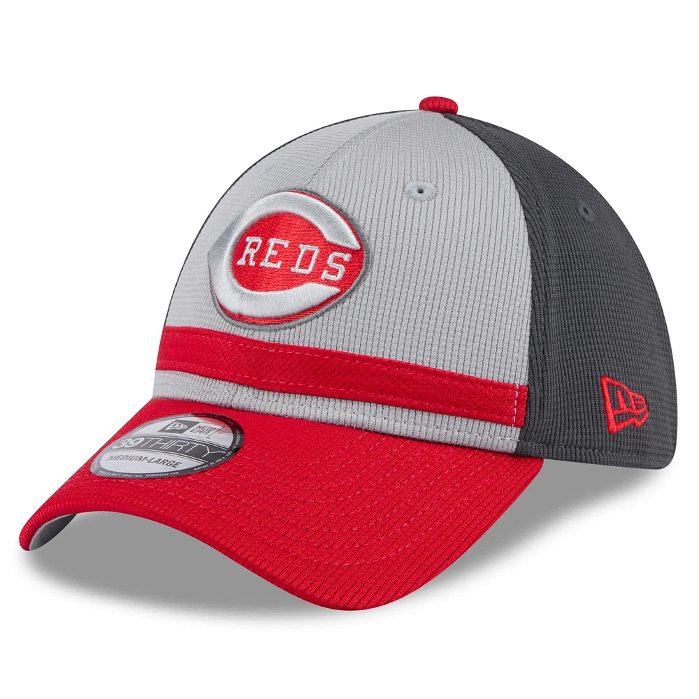 Men's New Era  Gray/Red Cincinnati Reds 2025 Batting Practice 39THIRTY Flex Hat