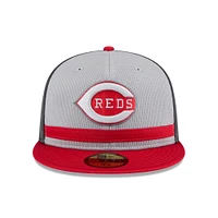 Men's New Era  Gray/Red Cincinnati Reds 2025 Batting Practice 59FIFTY Fitted Hat