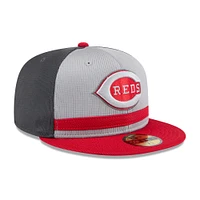 Men's New Era  Gray/Red Cincinnati Reds 2025 Batting Practice 59FIFTY Fitted Hat