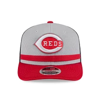 Men's New Era /Red Cincinnati Reds 2025 Batting Practice 9SEVENTY Stretch-Snap Trucker Hat