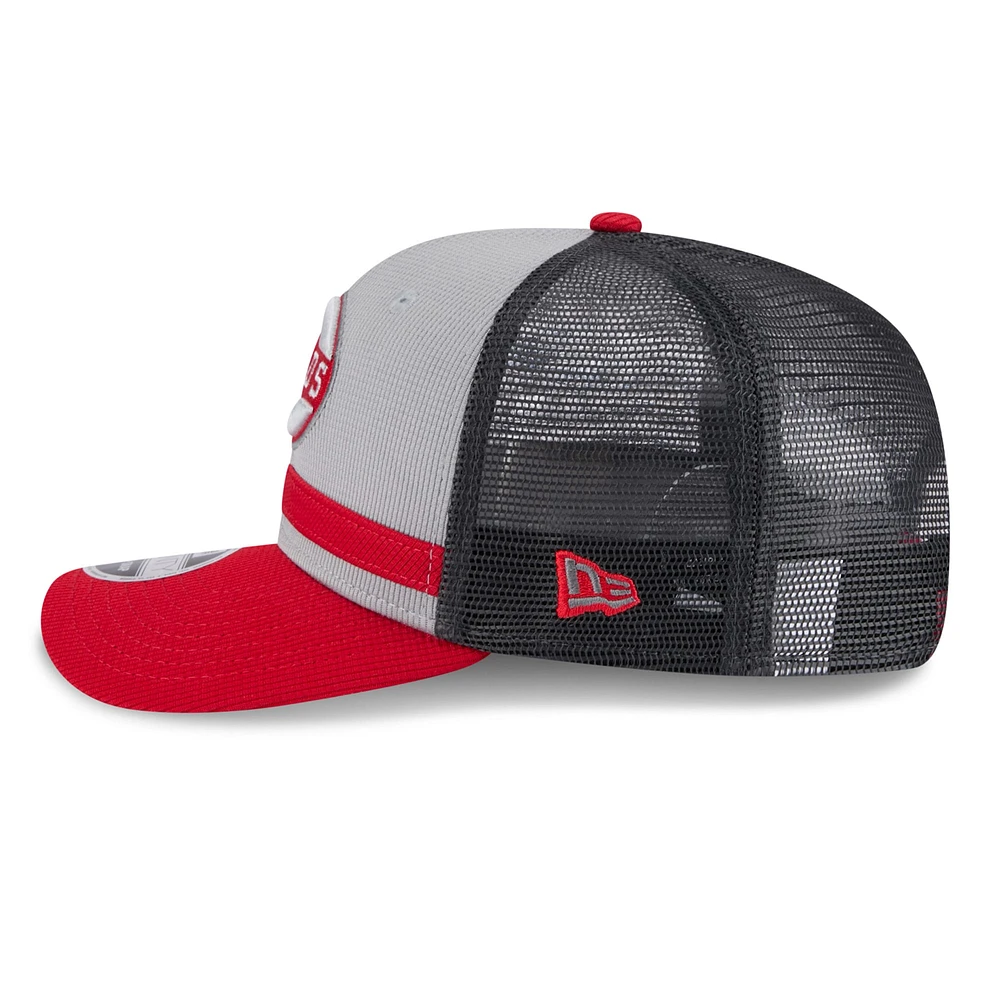 Men's New Era /Red Cincinnati Reds 2025 Batting Practice 9SEVENTY Stretch-Snap Trucker Hat