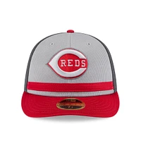 Men's New Era  Gray/Red Cincinnati Reds 2025 Batting Practice Low Profile 59FIFTY Fitted Hat