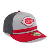 Men's New Era  Gray/Red Cincinnati Reds 2025 Batting Practice Low Profile 59FIFTY Fitted Hat