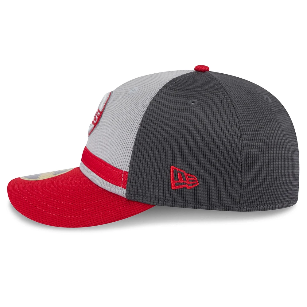 Men's New Era  Gray/Red Cincinnati Reds 2025 Batting Practice Low Profile 59FIFTY Fitted Hat