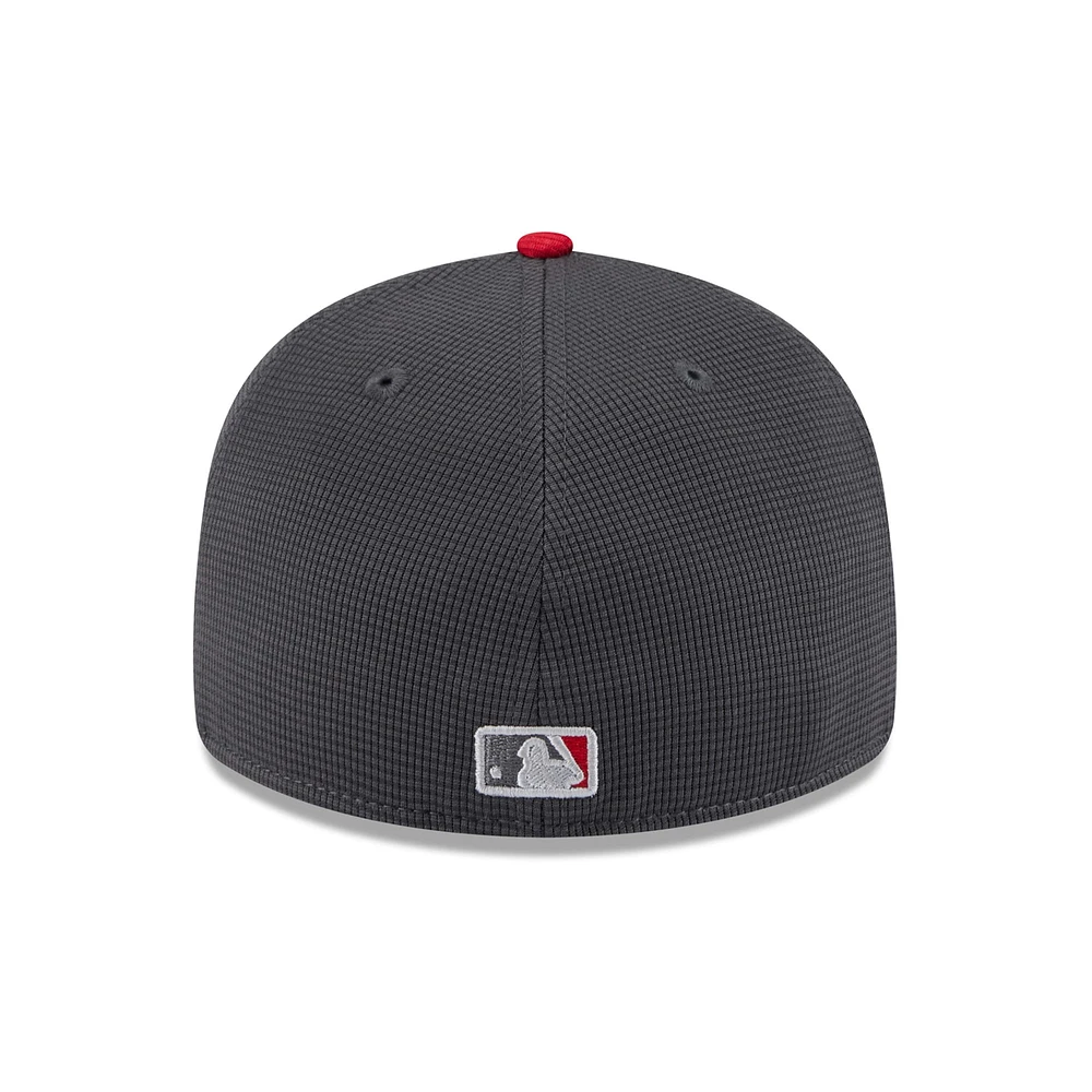 Men's New Era  Gray/Red Cincinnati Reds 2025 Batting Practice Low Profile 59FIFTY Fitted Hat