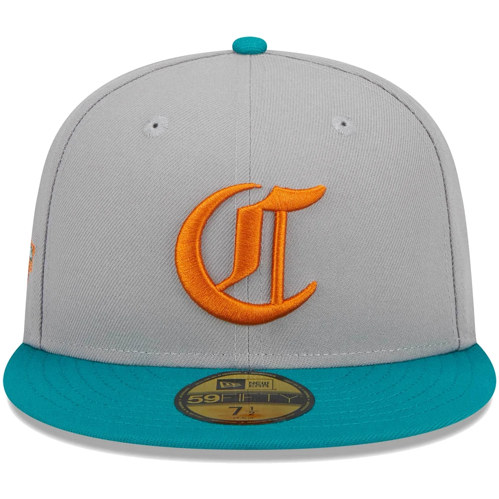 Men's New Era Gray/Teal Cincinnati Reds  59FIFTY Fitted Hat