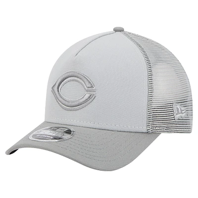 Casquette ajustable A-Frame 9FORTY Trucker pour homme New Era, coloris gris, avec logo des Cincinnati Reds
