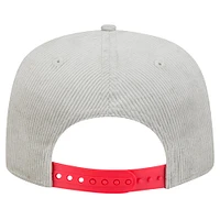 Casquette de golf à visière snapback en velours côtelé gris Cincinnati Reds de New Era pour homme