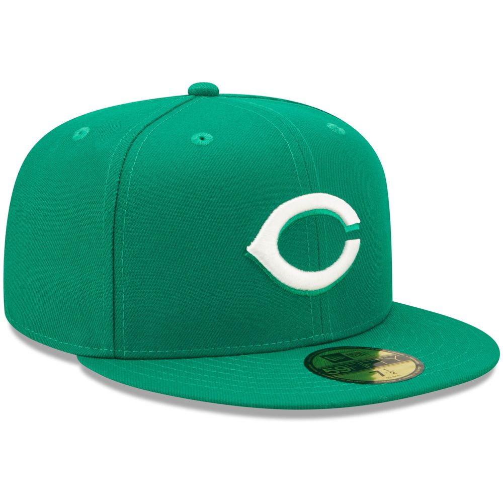 Men's New Era Kelly Green Cincinnati Reds White Logo 59FIFTY Fitted Hat