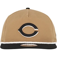 Men's New Era Khaki/Black Cincinnati Reds Golfer Snapback Hat