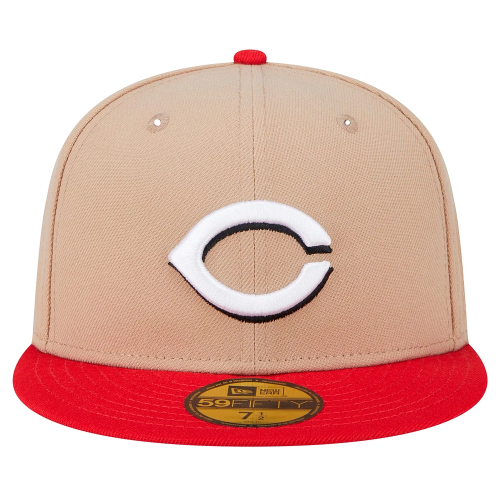 Men's New Era Khaki Cincinnati Reds 59FIFTY Fitted Hat