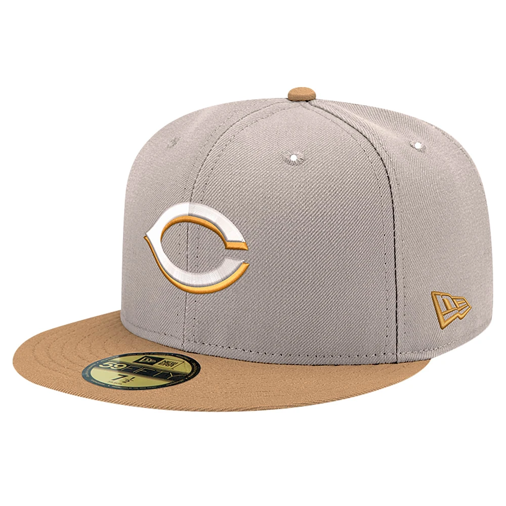 Casquette ajustée Panama 59FIFTY Kaki Cincinnati Reds pour homme New Era