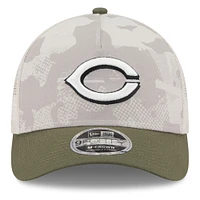 Men's New Era Light Beige/Olive Cincinnati Reds 2025 Armed Forces Day 9FORTY M-Crown A-Frame Adjustable Hat