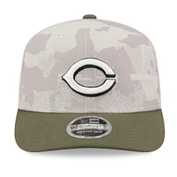 Men's New Era Light Beige/Olive Cincinnati Reds 2025 Armed Forces Day 9SEVENTY Stretch-Snap Hat