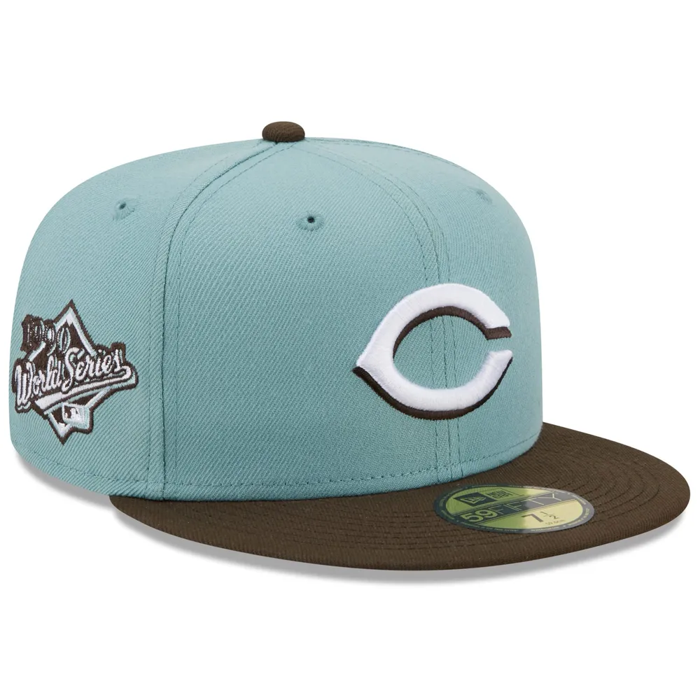 Men's New Era Light Blue/Brown Cincinnati Reds  1990 World Series Beach Kiss 59FIFTY Fitted Hat