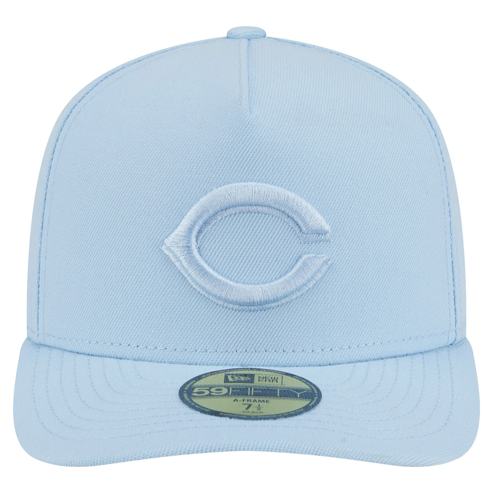 Casquette ajustée New Era 59FIFTY bleu clair pour homme, coloris A-Frame, des Reds de Cincinnati
