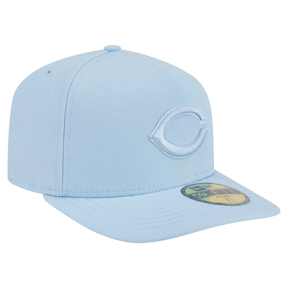 Casquette ajustée New Era 59FIFTY bleu clair pour homme, coloris A-Frame, des Reds de Cincinnati