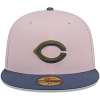 Men's New Era Pink/Blue Cincinnati Reds  Olive Undervisor 59FIFTY Fitted Hat