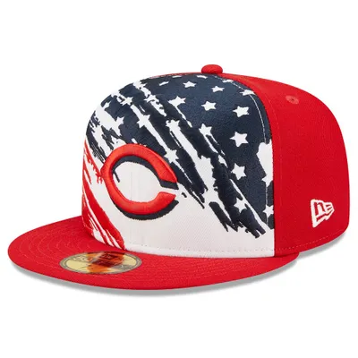 Cincinnati Reds New Era Retro 59FIFTY Fitted Hat - Stone/Red