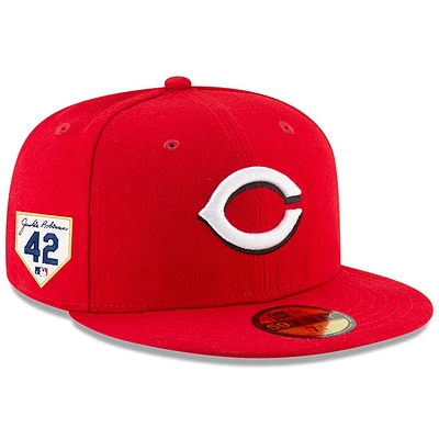 Casquette ajustée New Era Cincinnati Reds 2024 Jackie Robinson Day 59FIFTY rouge pour homme