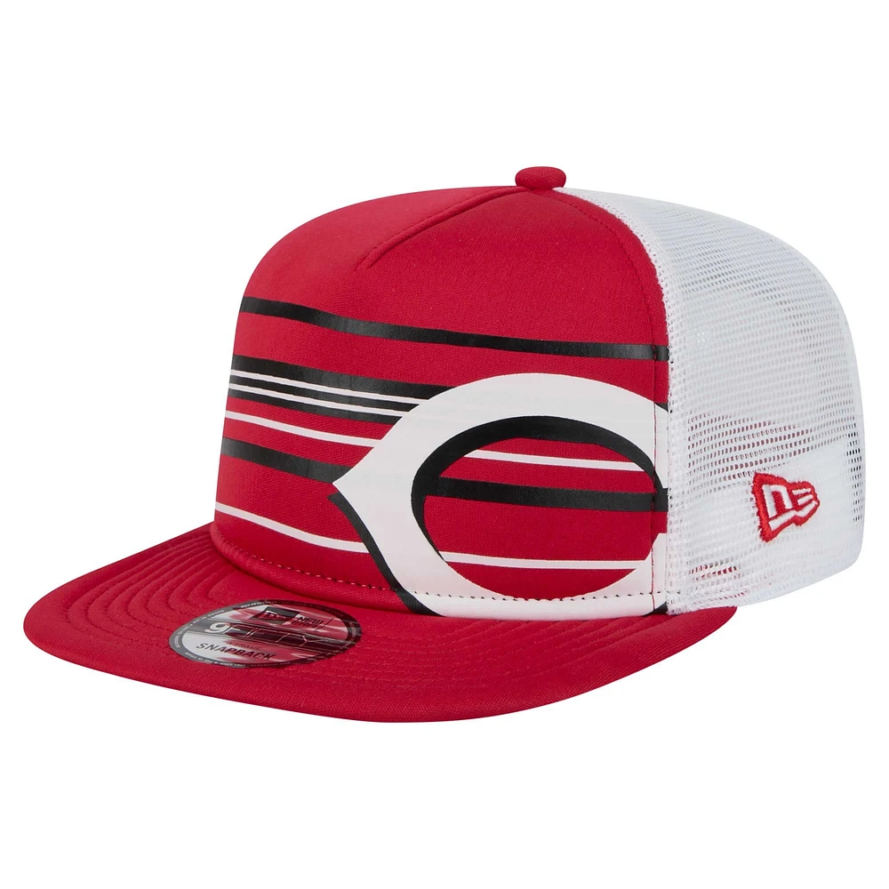 Men's New Era  Red Cincinnati Reds 9FIFTY A-Frame Trucker Snapback Hat