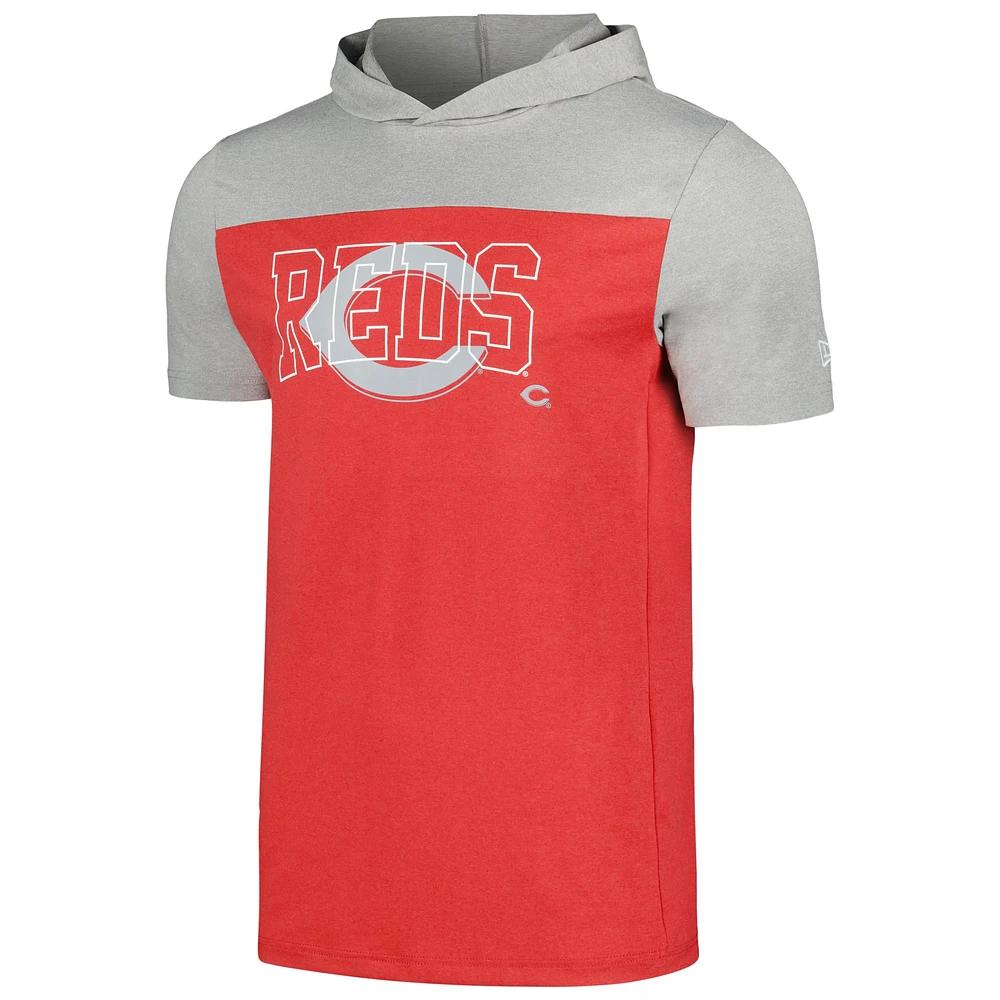 T-shirt à capuche brossé actif New Era rouge des Cincinnati Reds pour hommes