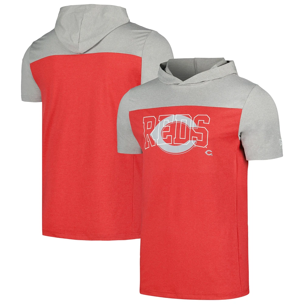 T-shirt à capuche brossé actif New Era rouge des Cincinnati Reds pour hommes