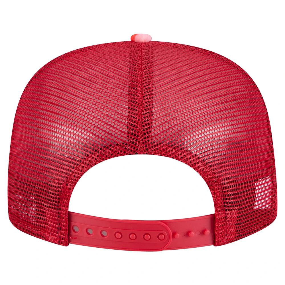Men's New Era Red Cincinnati Reds Adventure Pattern Golfer Trucker Snapback Hat