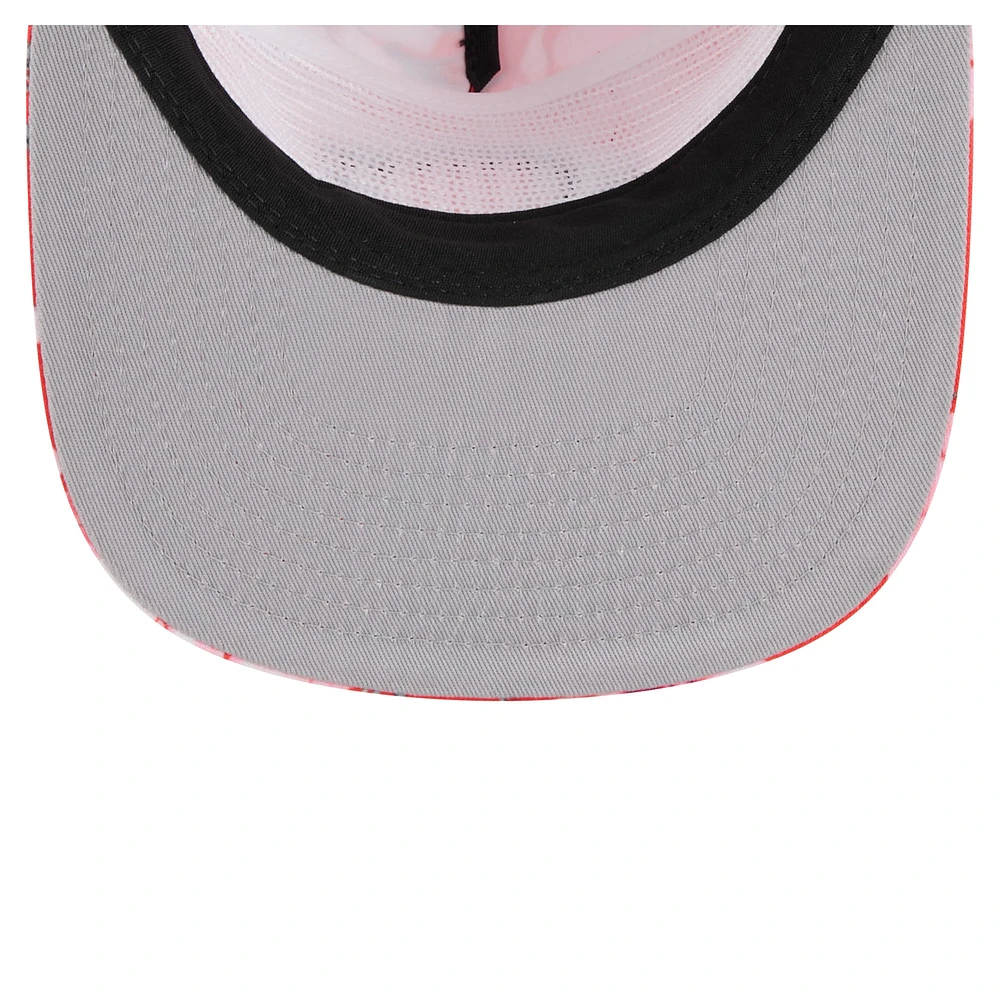 Men's New Era Red Cincinnati Reds Adventure Pattern Golfer Trucker Snapback Hat