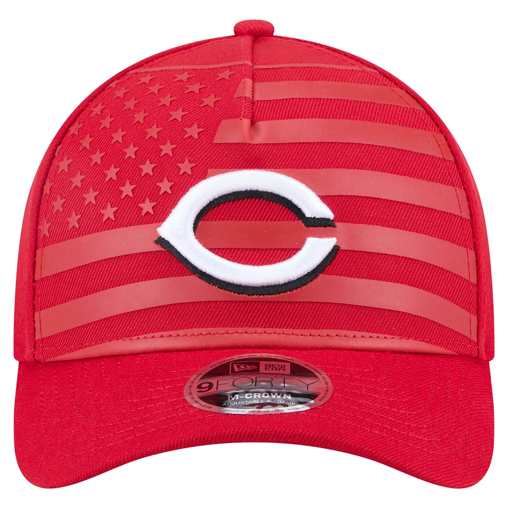 Men's New Era Red Cincinnati Reds American Flag 9FORTY M-Crown A-Frame Adjustable Hat