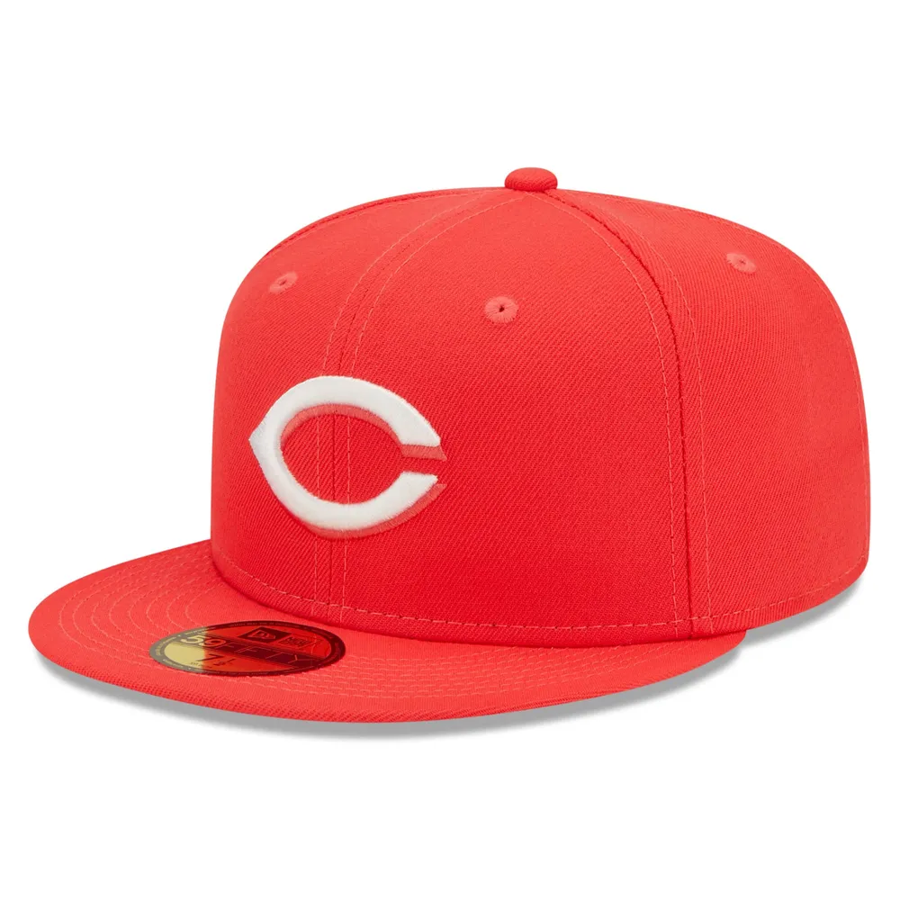 Men's New Era Red Cincinnati Reds Lava Highlighter Logo 59FIFTY Fitted Hat