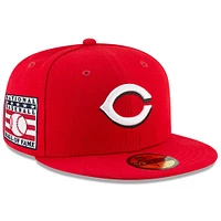 Casquette ajustée 59FIFTY du Temple de la renommée baseball national des Cincinnati Reds New Era pour hommes, rouge