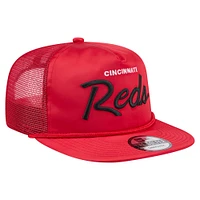 Men's New Era Red Cincinnati Reds Retro Satin Script Golfer Adjustable Hat
