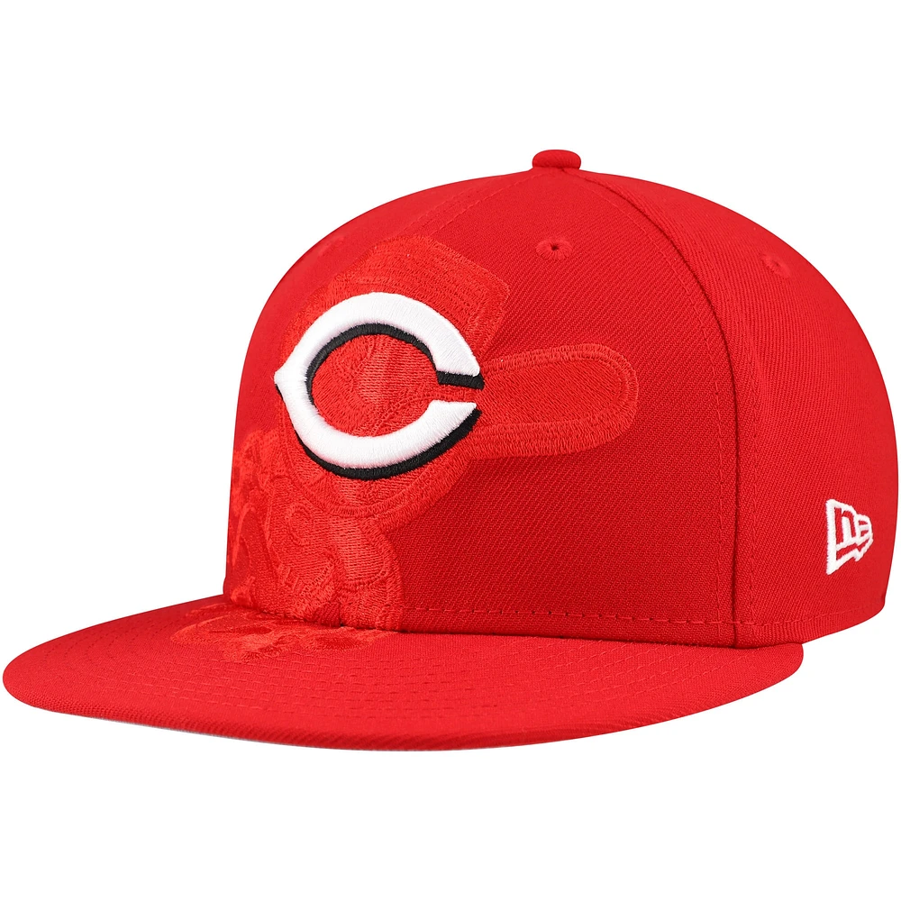 Casquette ajustée 59FIFTY rouge Cincinnati Reds Shadow Logo pour homme New Era