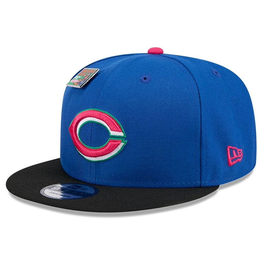 Men's New Era Royal/Black Cincinnati Reds Watermelon Big League Chew Flavor Pack 9FIFTY Snapback Hat