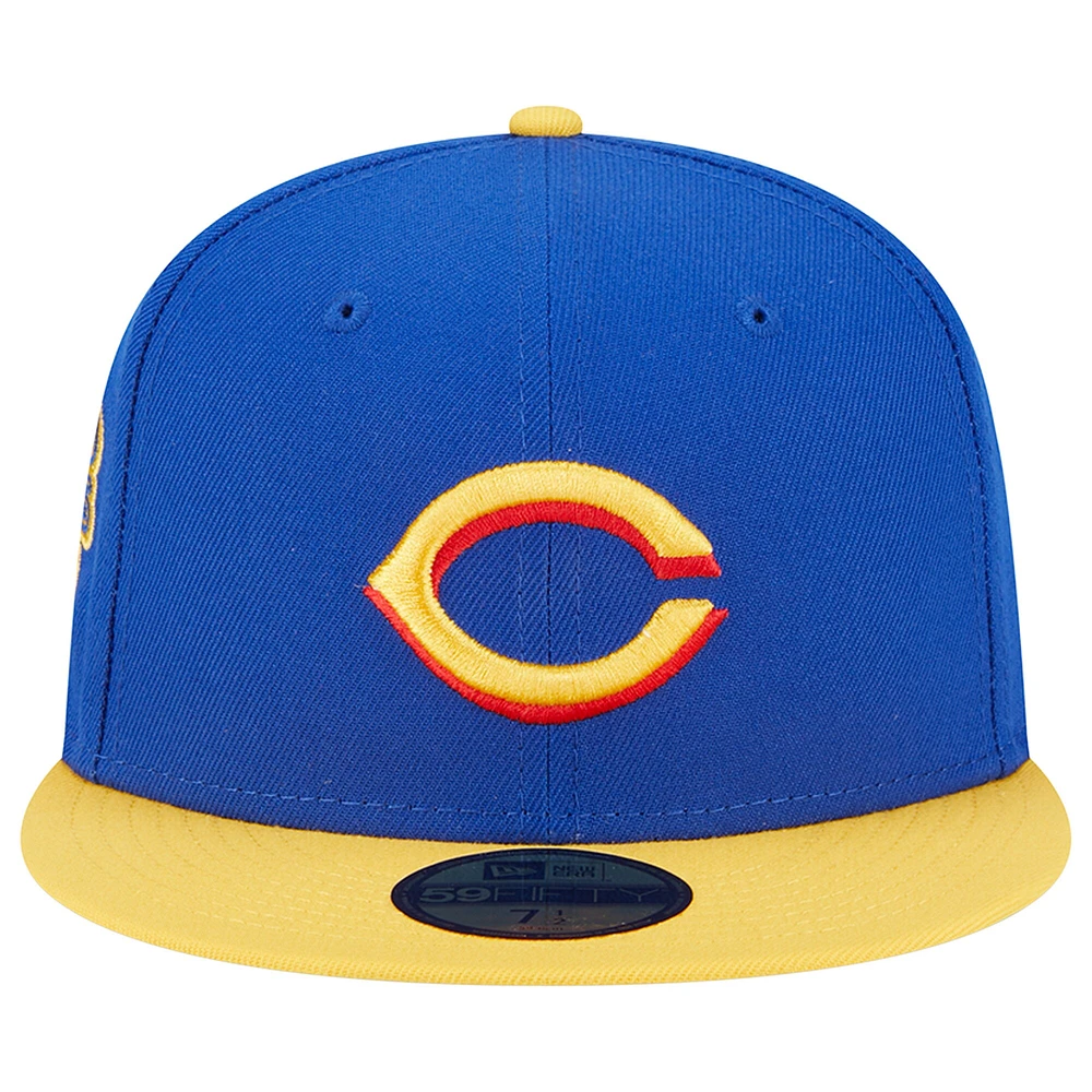 Casquette ajustée 59FIFTY Empire des Cincinnati Reds New Era pour homme, bleu royal/jaune