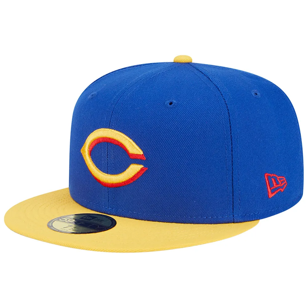 Casquette ajustée 59FIFTY Empire des Cincinnati Reds New Era pour homme, bleu royal/jaune