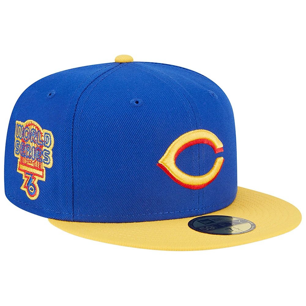 Casquette ajustée 59FIFTY Empire des Cincinnati Reds New Era pour homme, bleu royal/jaune