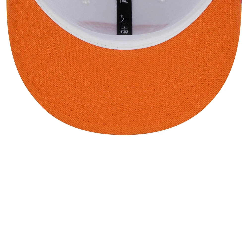 Casquette ajustée 59FIFTY Flamingo Cincinnati Reds New Era blanche/orange pour homme