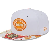 Casquette ajustée 59FIFTY Flamingo Cincinnati Reds New Era blanche/orange pour homme