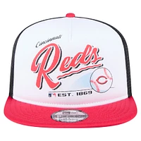 Men's New Era White/Red Cincinnati Reds Retro Script Trucker 9FIFTY Snapback Hat