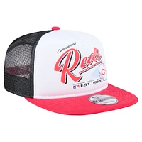 Men's New Era White/Red Cincinnati Reds Retro Script Trucker 9FIFTY Snapback Hat