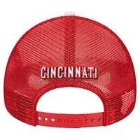 Casquette réglable de camionneur A-Frame 9FORTY en mousse New Era pour hommes, blanc/rouge, Cincinnati Reds Spring Training Circle