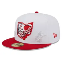 Cincinnati Reds New Era Retro 59FIFTY Fitted Hat - Stone/Red