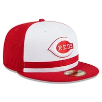 Casquette ajustée 59FIFTY New Era pour hommes des Cincinnati Reds 2024 Batting Practice, blanche