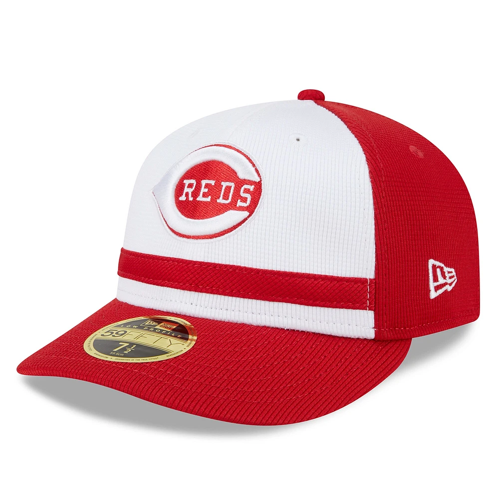 Casquette ajustée 59FIFTY à profil bas pour hommes des Cincinnati Reds 2024 New Era, blanche