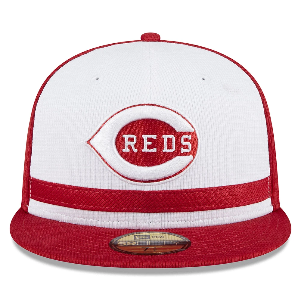 Men's New Era  White Cincinnati Reds 2025 Batting Practice 59FIFTY Fitted Hat